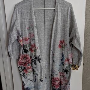 Ginger G Gray Floral Women's Cardigan